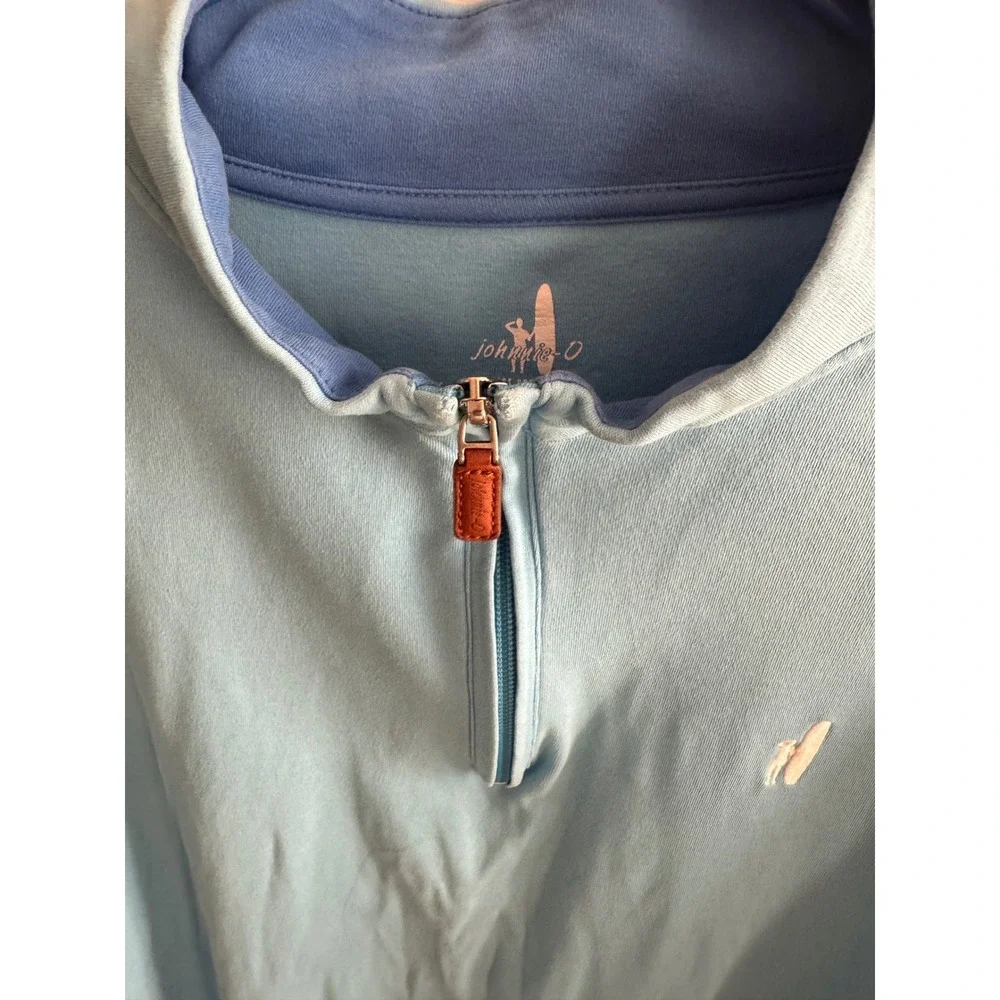 Johnnie-O Mens Light Blue 100% Cotton Quarter Zip Pullover Sweater Size‎ Large